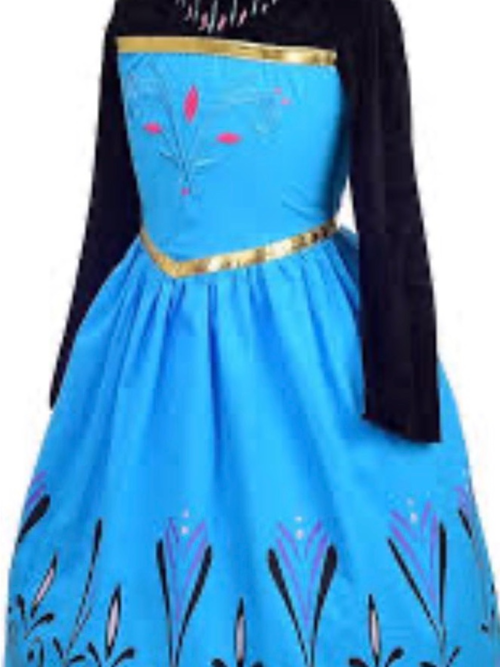 Frozen Anna Inspired Dress With Velvet Sleeves and Metallic Trim, Kids size 7-8